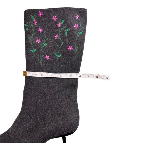 Bruno Magli Wool and Leather Embroidered Boots Size 8 Made in Italy - Picture 14 of 17